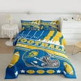 thumbnail image 3 of Feelyou Modern Rugby Helmet Bedding Comforter Set for Kids, Stripes Blue Gold Twin Comforter Sets, Eat Sleep Sports Reversible Bedding Set, Luxury Bedroom Decor, 2-Piece, 3 of 9