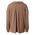 thumbnail image 4 of vigerkar Womens Oversized Deep V Neck Sweatshirts Casual Collared Long Sleeve Ribbed Knit Pullover Tops (Brown, L), 4 of 7