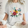 thumbnail image 2 of Casual Tops for Women Fashion Cute Flower Printing T Shirt Loose Crew Neck Short Sleeve Graphic Top Blouses Lightweight Comfy Leisure T-Shirts 2024 Ladies Summer Tops, 2 of 7