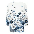 thumbnail image 5 of Floral 3/4 Sleeve Tops for Women Summer Cute T Shirts Casual Crew Neck Tunic Tee Loose Comfy Blouse, 5 of 5