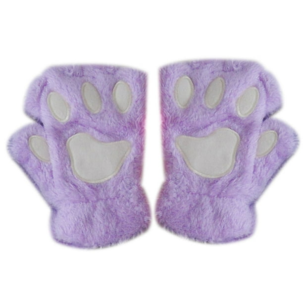 Sonducket Gato felpa garra guante novedad Halloween toalla medio cubierto mujeres mitones guantes sin dedos guantes y mitones violeta Sonducket PS13236-14