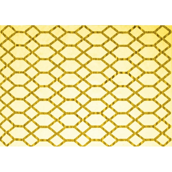Ahgly Company Indoor Rectangle Trellis Yellow Contemporary Area Rugs, 2' x 3'