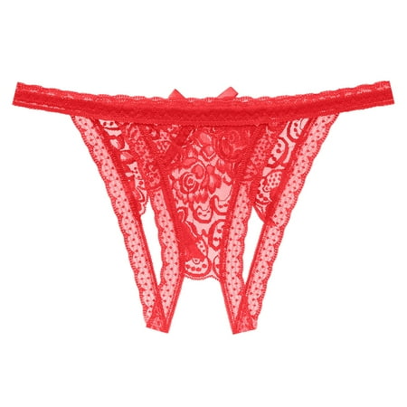 Yuhangmm Sexy Lace Women s Open Underwear Waist Low Panties Briefs Crotch Underpants Bridal Lingerie for Women
