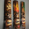 thumbnail image 5 of Zeckos Hand Carved Wood Double Tiki Mask Totem 40 inch Set of 3, 5 of 5