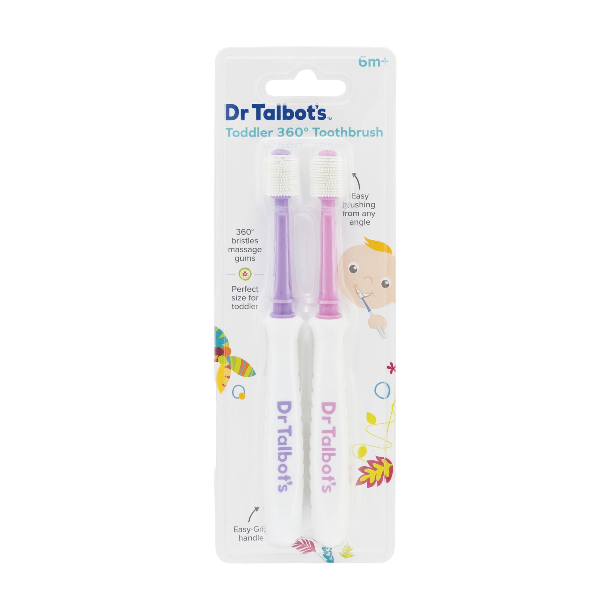 Dr. Talbot's 2pk 360 Baby Toothbrush, Pink/Purple