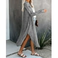 thumbnail image 4 of Women's Gray Layover Button Down Shirt Dress Beachwear, 4 of 7