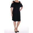 thumbnail image 3 of RALPH LAUREN Womens Black Cold Shoulder Velvet Short Sleeve Scoop Neck Above The Knee Cocktail Shift Tunic Dress 12, 3 of 4