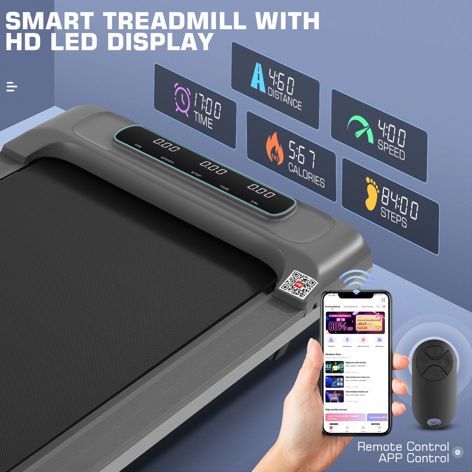 Walking Pad&Under Desk Treadmill for Home&Office, Speed Range 0.5~3.8mph, 300 lbs Weight Capacity