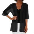 thumbnail image 5 of Fabrcox Shrug for Women Chiffon Open Front Long Women Cardigan Short Sleeve Comfy Casual Sun Protection Lightweight Sheer Shawls for Women Black S, 5 of 6