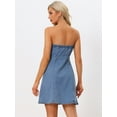 thumbnail image 4 of Unique Bargains Women's Sleeveless Stapless Denim Dress Mini Dress S Light Blue, 4 of 6