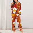 thumbnail image 2 of KLL Happy Thanksgiving Three Gnomes Print Women's Long Sleeve Pajamas with Pants Sleepwear Loungewear 2 Set-Medium, 2 of 7
