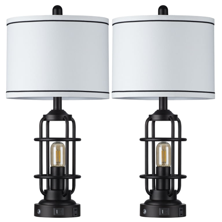 Cinkeda 25.3" Industrial Table Lamp Set of 2 with USB photo 8