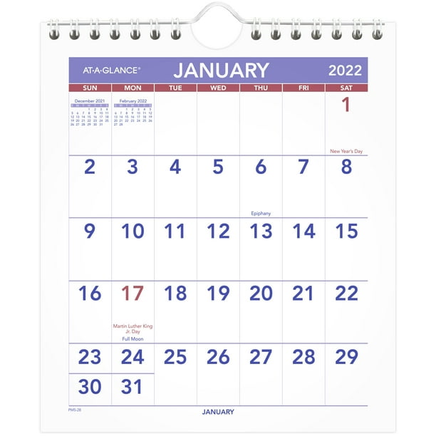 Small Calendar 2022 At-A-Glance Mini Monthly Wall Calendar, 7" X 8", January 2022 To December  2022 - Pm52822 - Walmart.com