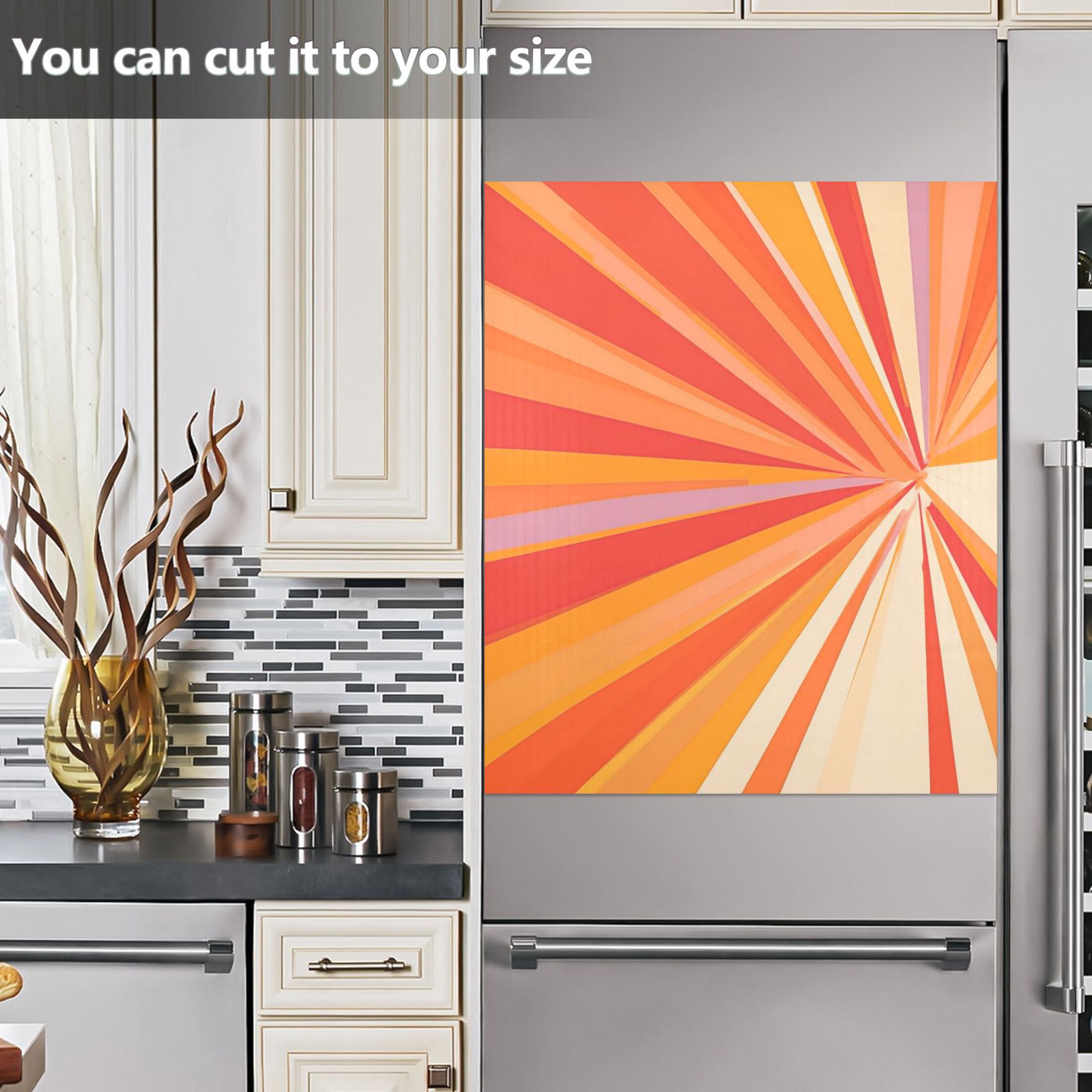 Dishwasher Magnetic Sticker 23x26 Inch Refrigerator Magnetic Sticker Washing Machine Magnetic Sticker Kitchen Panel Magnetic Sticker Home Decor Cartoon Orange Stripes