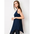 thumbnail image 3 of Made by Johnny Women's Handkerchief Hem Tank Tunic Top S NAVY, 3 of 6