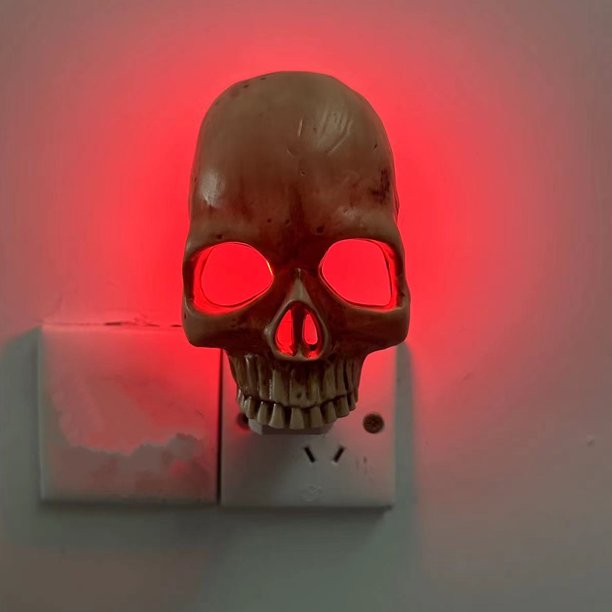 Lámpara Calavera Lámpara Calavera Decoración de calavera gótica de Halloween Luz de calavera realista de pared enchufable para fiesta de club