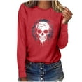 thumbnail image 6 of YUGYXL Women's Halloween Sweatshirts Skull Graphic T Shirts Long Sleeve Pullover Tops Gothic Fall Clothes Red M, 6 of 7
