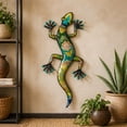 thumbnail image 2 of DecMode Multi Colored Metal Indoor Outdoor Lizard Wall Decor with Teal and Yellow Accents, 2 of 19
