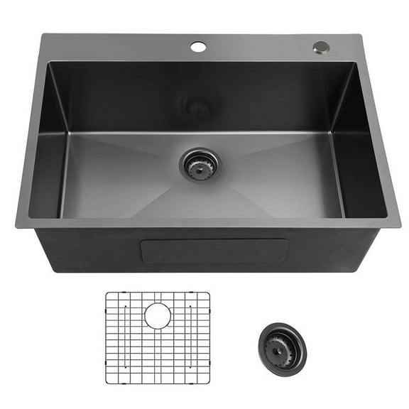 33-inch Drop In/Top Mount Single Bowl 18-Gauge Stainless Steel Kitchen Sink