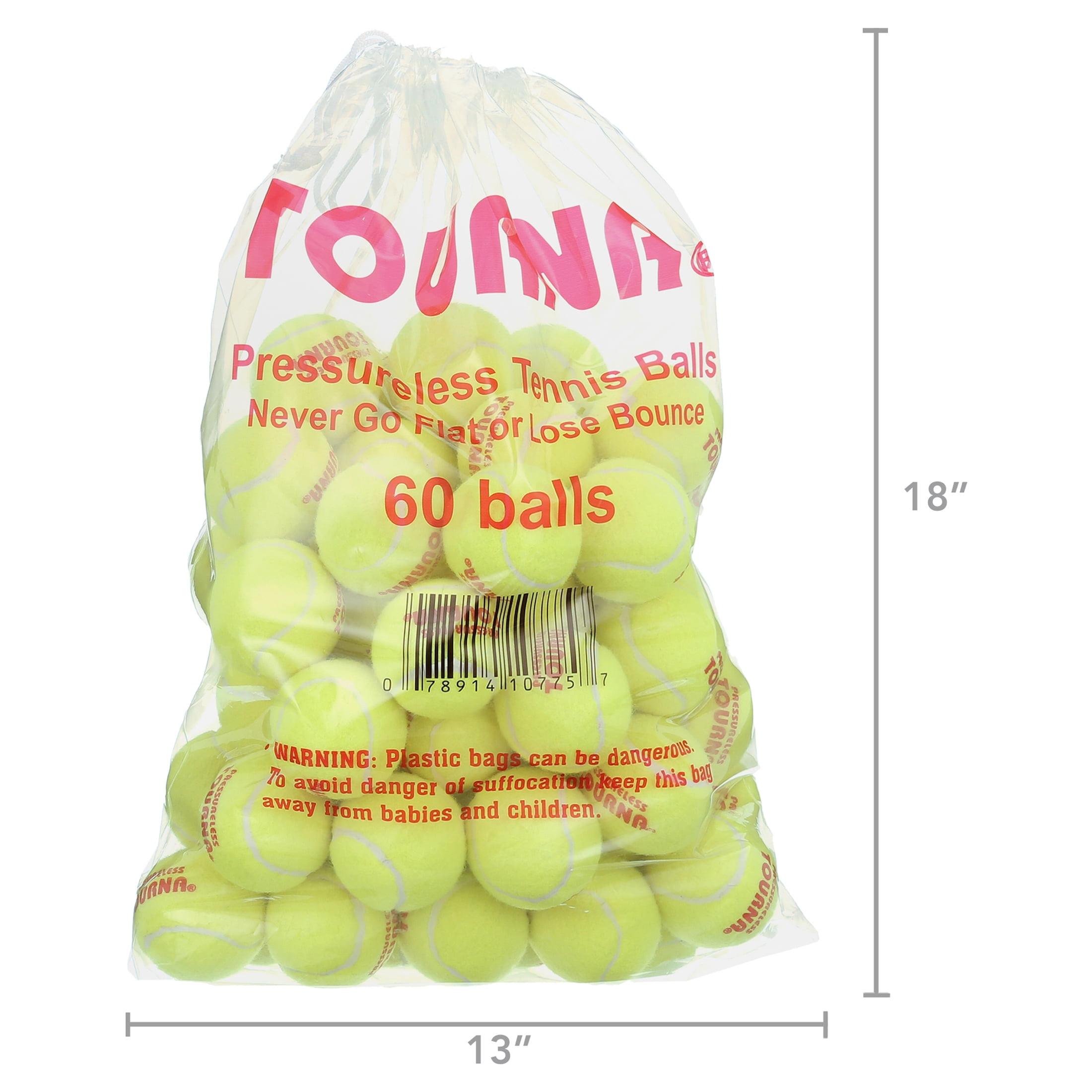 Tourna Pressureless 60 Pack Tennis Balls