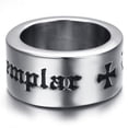 thumbnail image 5 of Masonic Rings. (1) Knights of Templar Freemason Ring. Bold text. Thick band, 5 of 5