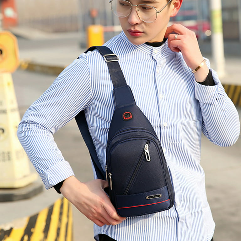 EJWQWQE Small Sling Bag Crossbody Chest Shoulder Water Resistant Sling  Purse One Strap Travel Bag For Men Women Boys With Earphone Hole