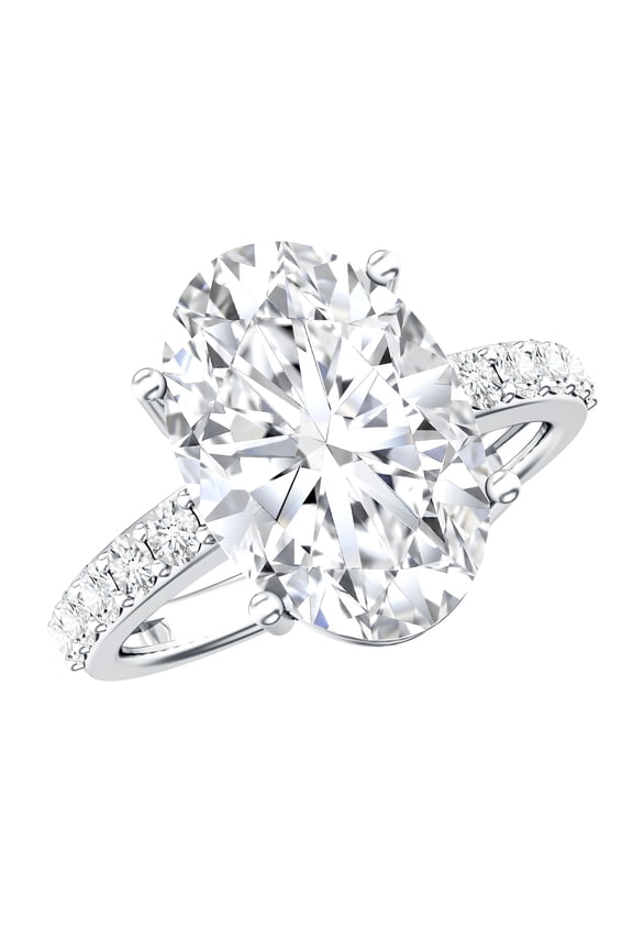 IGI Certified 5 Carat Lab Grown Diamond Oval Engagement Ring - Diamond Statement Ring - E-VS1 Quality, 925 Sterling Silver, US 6.00
