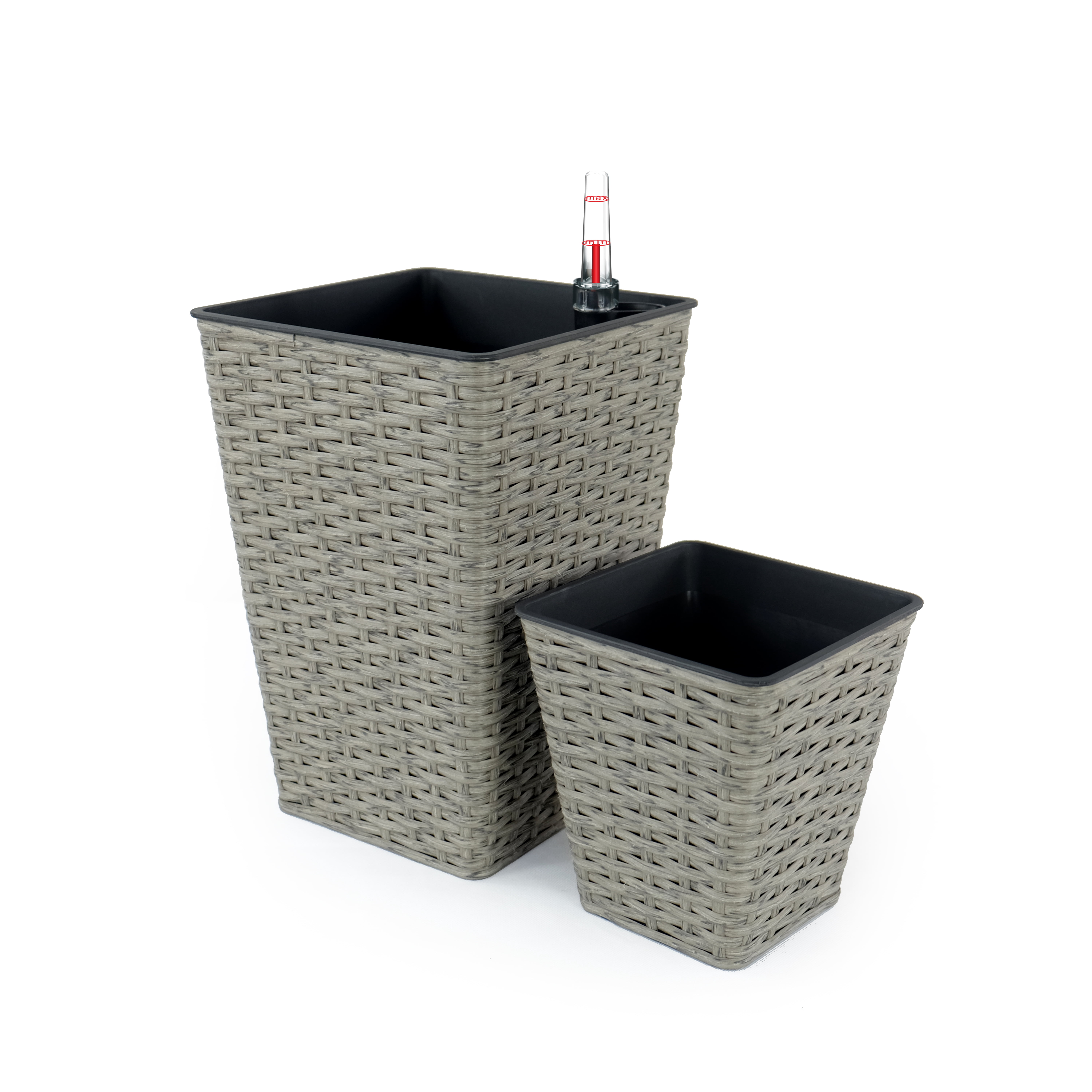 2 pack Smart Self-watering Square Planter for Indoor and Outdoor - Hand Woven Wicker