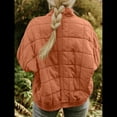 thumbnail image 4 of Chaquetas Acolchadas para Mujer, Informales, de Cuello Alto, Larga, Abrigos de Invierno Extragrandes con Cremallera Naranja M, 4 of 7