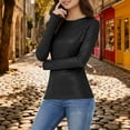 thumbnail image 2 of GHNJK Womens Crew Neck Basic Long Sleeve T Shirt Slim Fit Tees Fall Winter Y2k Going Out Crop Tops Cute Tight Shirts, 2 of 7