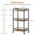 thumbnail image 4 of Tres Capas de Barra de Servicio rodante, Cocina de Madera y Metal con Ruedas, Coche de Almacenamiento de Isla, Negro, 4 of 8