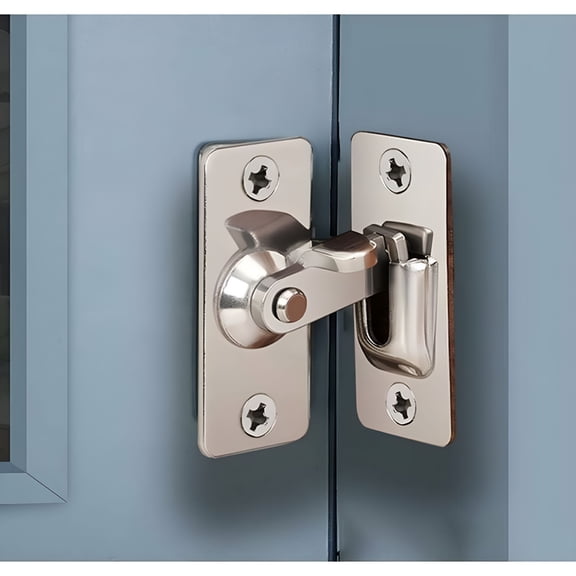 LAMIRO 90 Degree Door Lock Latch,Stainless Steel Safety Corner Catch for Sliding/Push Doors,Satin Nickel