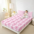 thumbnail image 4 of Homewish Kawaii Pink Ribbon Bed Sheets for Kids, Princess Bow-tie Bow King Sheets, Cute Cartoon Bowknot Sheet Set, Luxury Bedroom Decor, 4pcs, 4 of 7