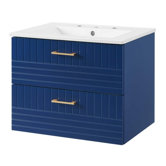 Sink Vanity Cabinet, Blue White, Ceramic, Wood, Modern Contemporary, Hotel Bedroom Bathroom Master Suite Guest