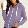 thumbnail image 2 of Womens Zip Up Hoodies Dqueduo Women's Casual Hooded Slim Zip Fleece Sweater Coat – Fashion Winter Outwear Purple XL, 2 of 6