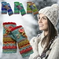 thumbnail image 3 of Luxalzxs Womens Winter Warm Casual Vintage Flower Knit Gloves Handwarmers Gloves Mittens Knitted Floral Fingerless Arm Warmers Gloves, 3 of 5