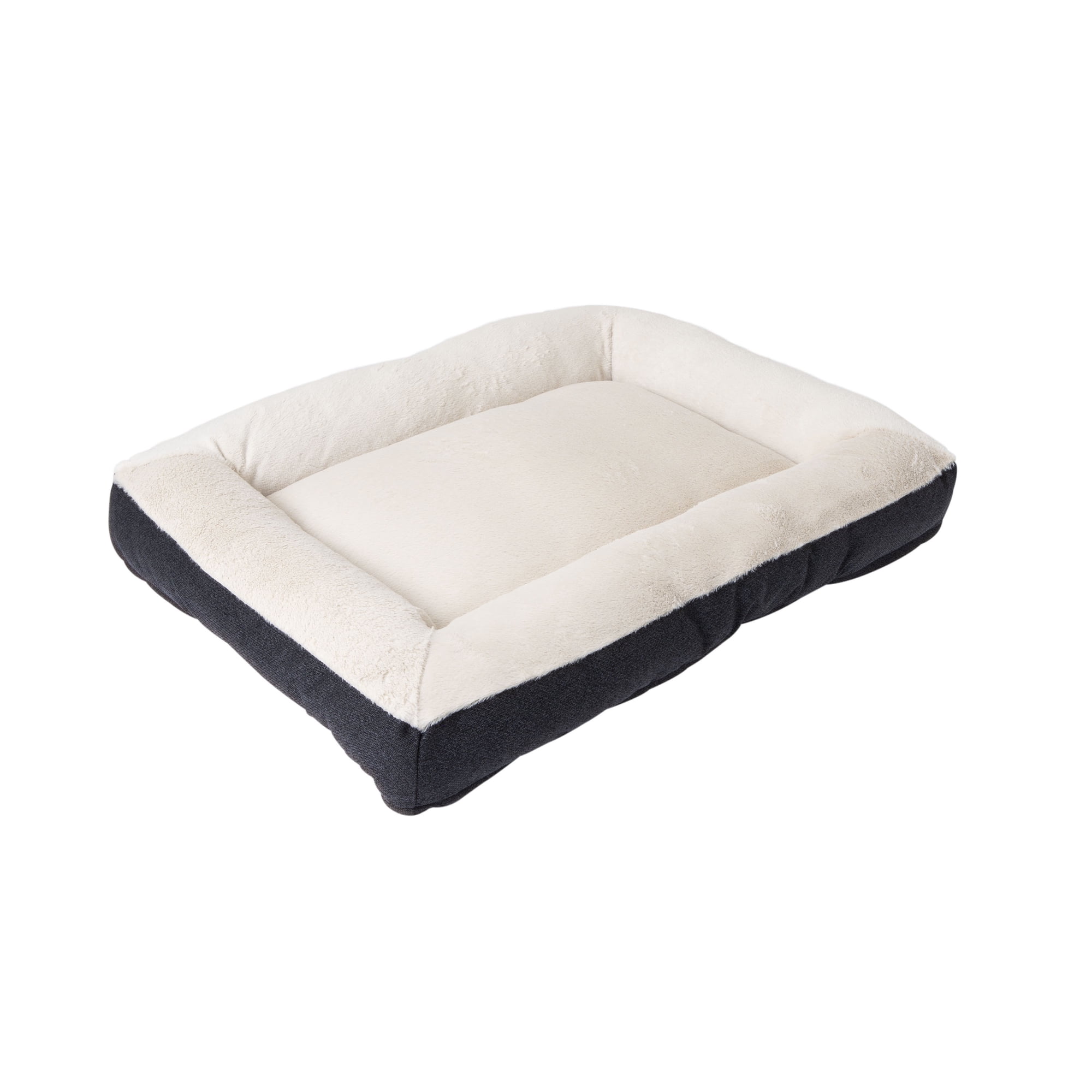 Petmate Rectangular Bolster Dog Bed, Cat Bed, 30 x 40 Inches, Non Skid Bottom, Removable Machine Washable Cover, Assorted Navy or Brown