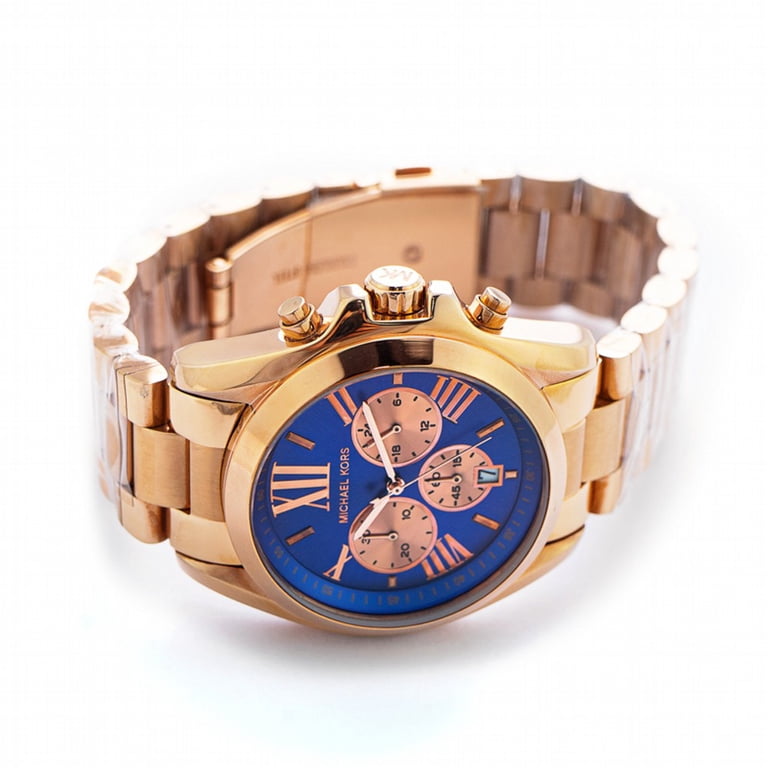 Michael Kors MK5951 Bradshaw Rose Gold Watch - Blue Face Michael Kors Bradshaw Quartz Blue Dial Rose Gold Steel Strap  main image 3