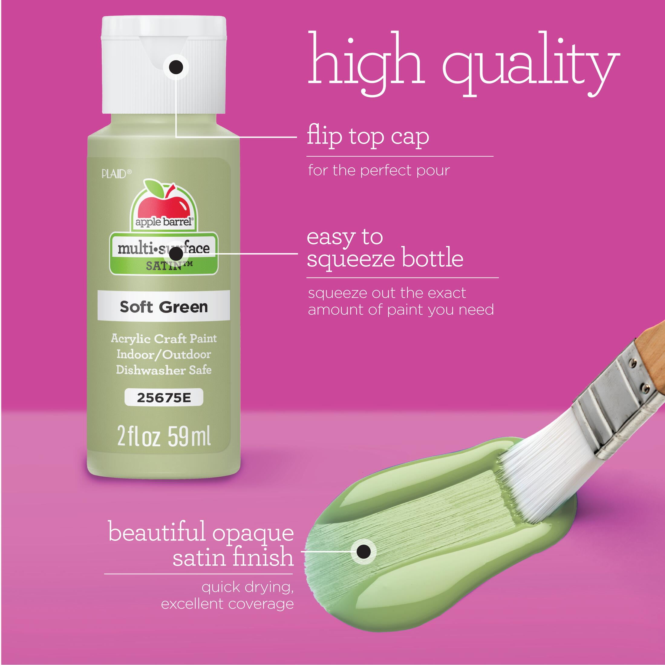 Apple Barrel Multi-Surface Acrylic Craft Paint Set, Nature Inspired, 2 fl oz, Satin Finish, 12 Piece