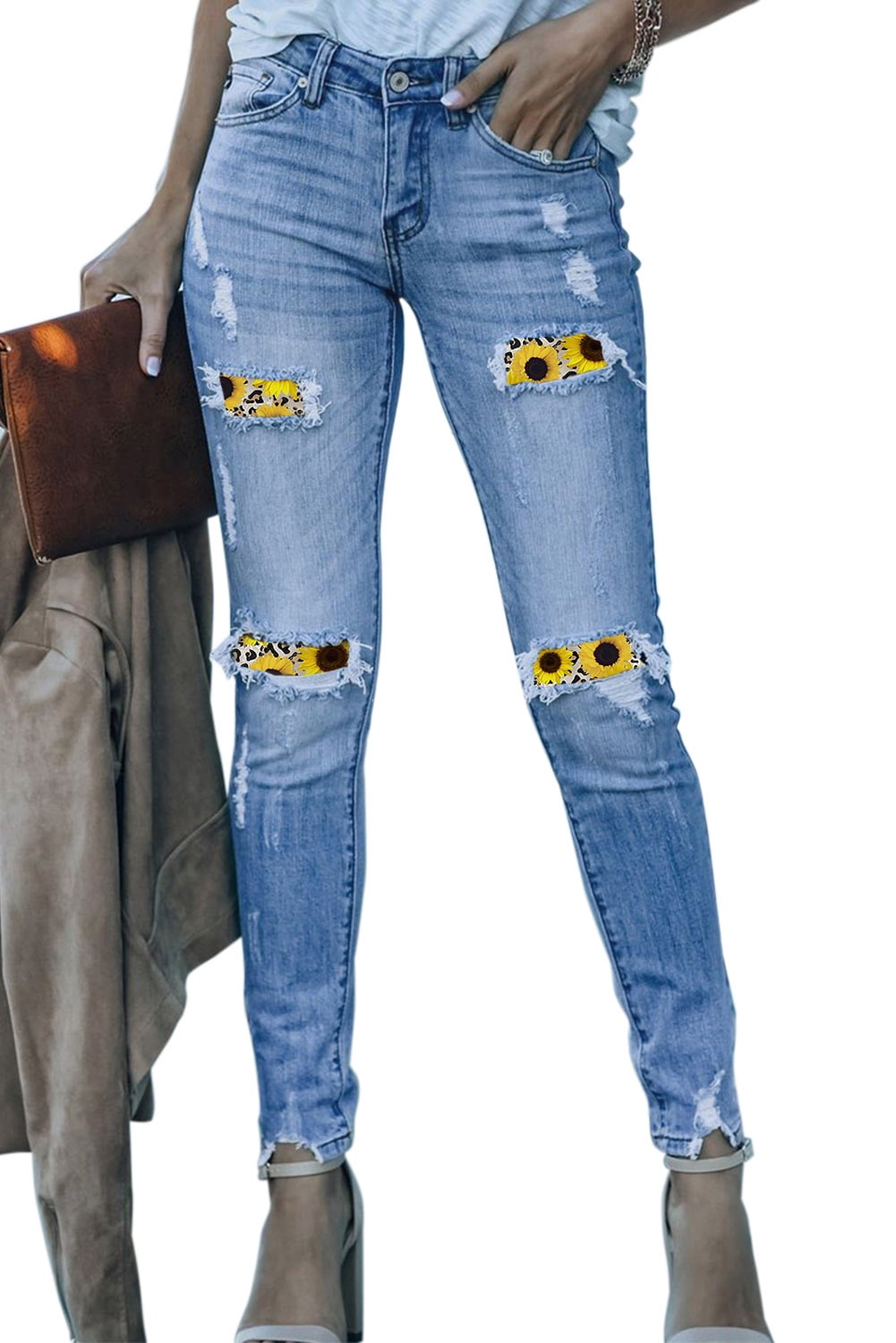 Rosfancy Women High Waist Boyfriend 