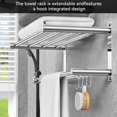 thumbnail image 4 of Caximsy Barra De Toalla Ajustable Para Montaje En Pared De Baño Toallero De Ducha Adhesivo De 17-30,7 Pulgadas Toallero De Baño De Acero Inoxidable Para Inodoro Cocina Colgador De Toalla Doble (Toalle, 4 of 5