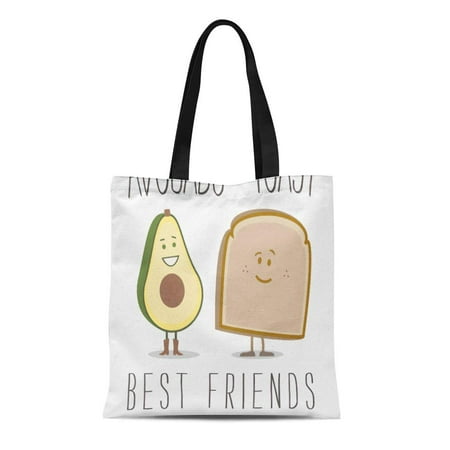 SIDONKU Canvas Tote Bag Foodie Avocado Toast Best Friends Hipster Food Bff Breakfast Reusable Handbag Shoulder Grocery Shopping (Best Frozen Breakfast Foods)