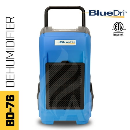BlueDri BD-76 Industrial Commercial Grade Large Dehumidifier for Home  Basements  Garages  and Job Sites - 76 AHAM/150 Saturation PPD  Blue