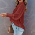 thumbnail image 5 of Womens Shirts Button Down Printed Lantern Long Sleeve Blouse Fashion Casual Tops 2025 Wine Red M, 5 of 7