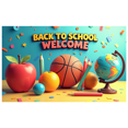 thumbnail image 1 of Colorful Back to School Welcome Banner with Apple Basketball Pencils Globe Elements Backdrop Party Decorations for School Events Classroom Decor First Day of School Celebrations, 1 of 4