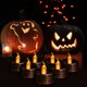 thumbnail image 2 of Velas negras, paquete de 24 velas de té a pilas, velas falsas sin llama, velas LED parpadeantes para Halloween, velas de té para decoración navideña de otoño, 3,5 x 3,3 cm, 2 of 8
