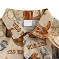 thumbnail image 5 of larppty Newborn Infant Western Baby Boy Clothes Cowboy Button Down Dress Shirt Bubble Romper Bodysuit Country Style Outfit（Brown， 6-12 Months）, 5 of 6
