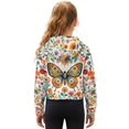 thumbnail image 2 of Xixirimido Colorful Butterfly Floral Pattern Girls Half Zip Sweatshirt Hooded Pullover for Teen Long Sleeve Hoodie Crop Tops with Pocket Fall Winter Clothes Size 7-8, 2 of 7