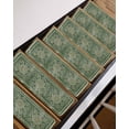 thumbnail image 3 of Retro Green Floral, Stair Treads for Wooden Steps Indoor Runner Rug Carpet, Rustic Tribal Ethnic Bohemian Farmhouse 7 Pieces Peel and Stick Staircase Step Treads Covers Washable Door Mats 30"x8", 3 of 5
