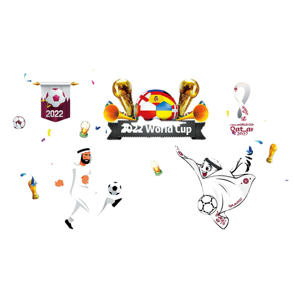 HCXIN 2022 Qatar World Cup Electrostatic Sticker Bar Shopping Mall Window Decoration Glass